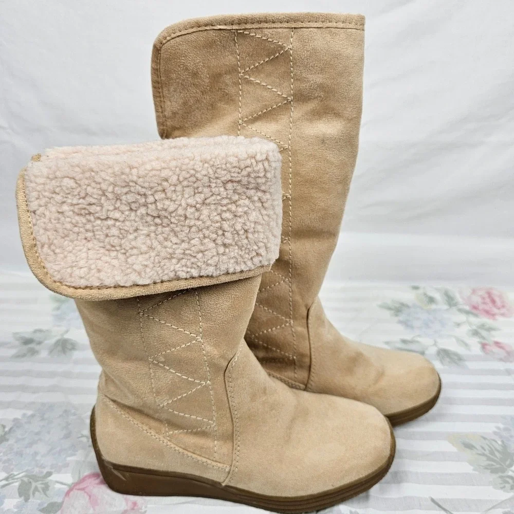 Unionbay Women Tan‎ Minky Suede Shearling Lined Winter Boots 6M